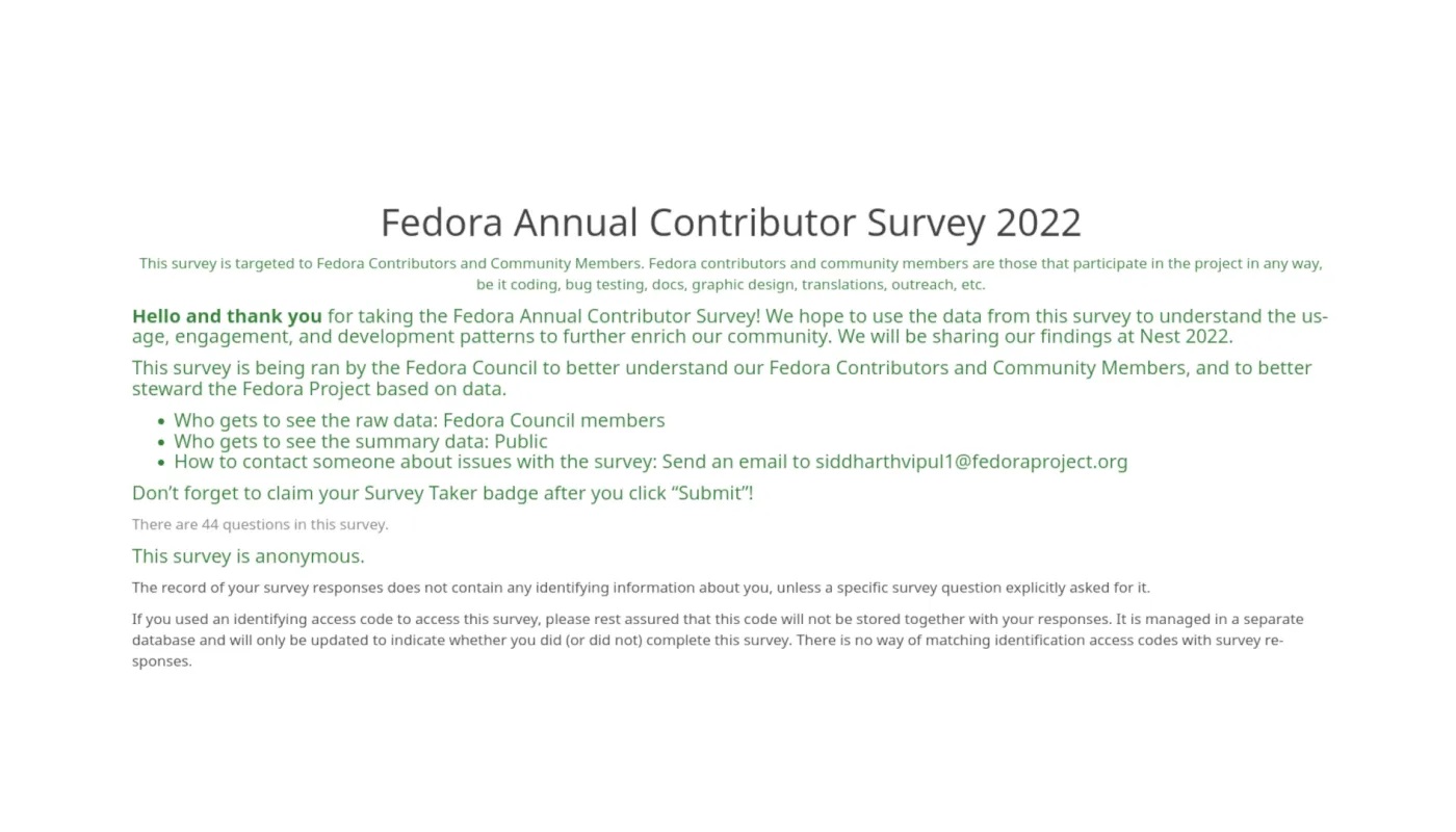 参加 2022 年 Fedora 贡献者调查，帮助塑造 Fedora Linux 的未来