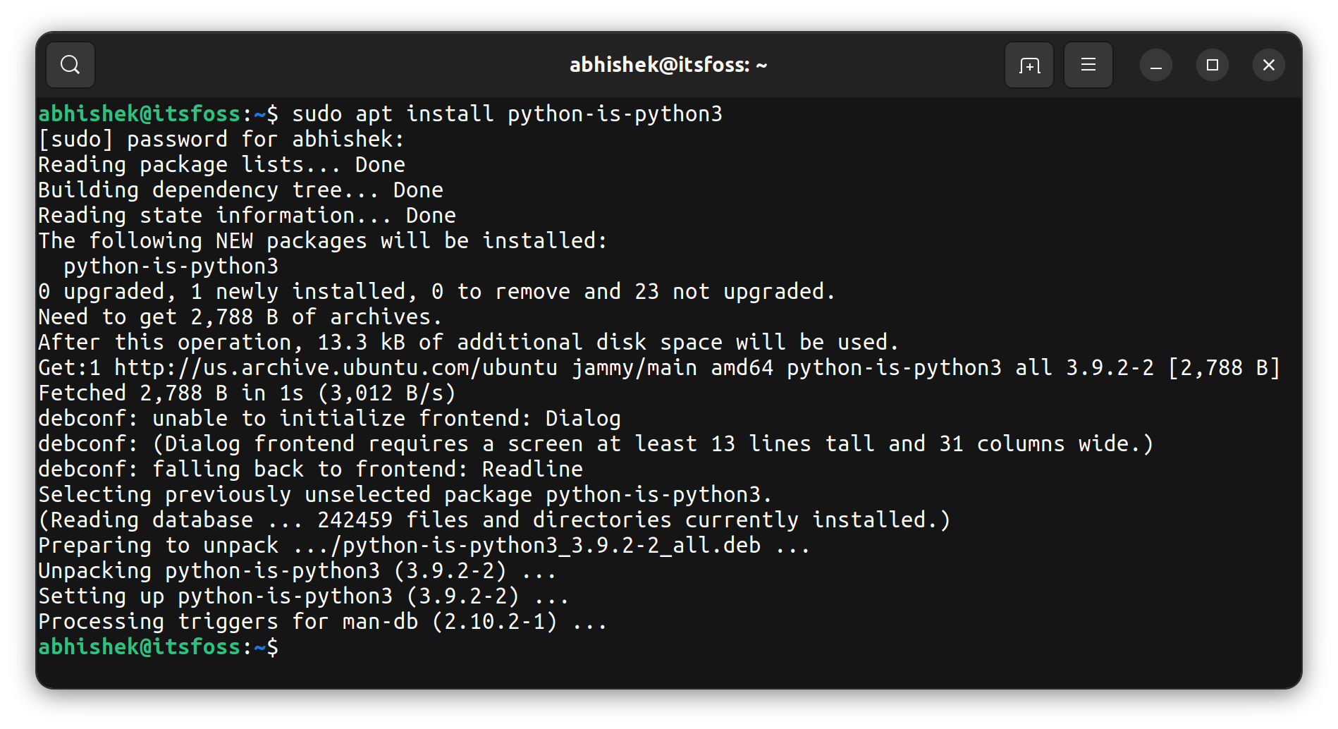 修复 Ubuntu Linux 中 “Command ‘python’ not found” 的错误