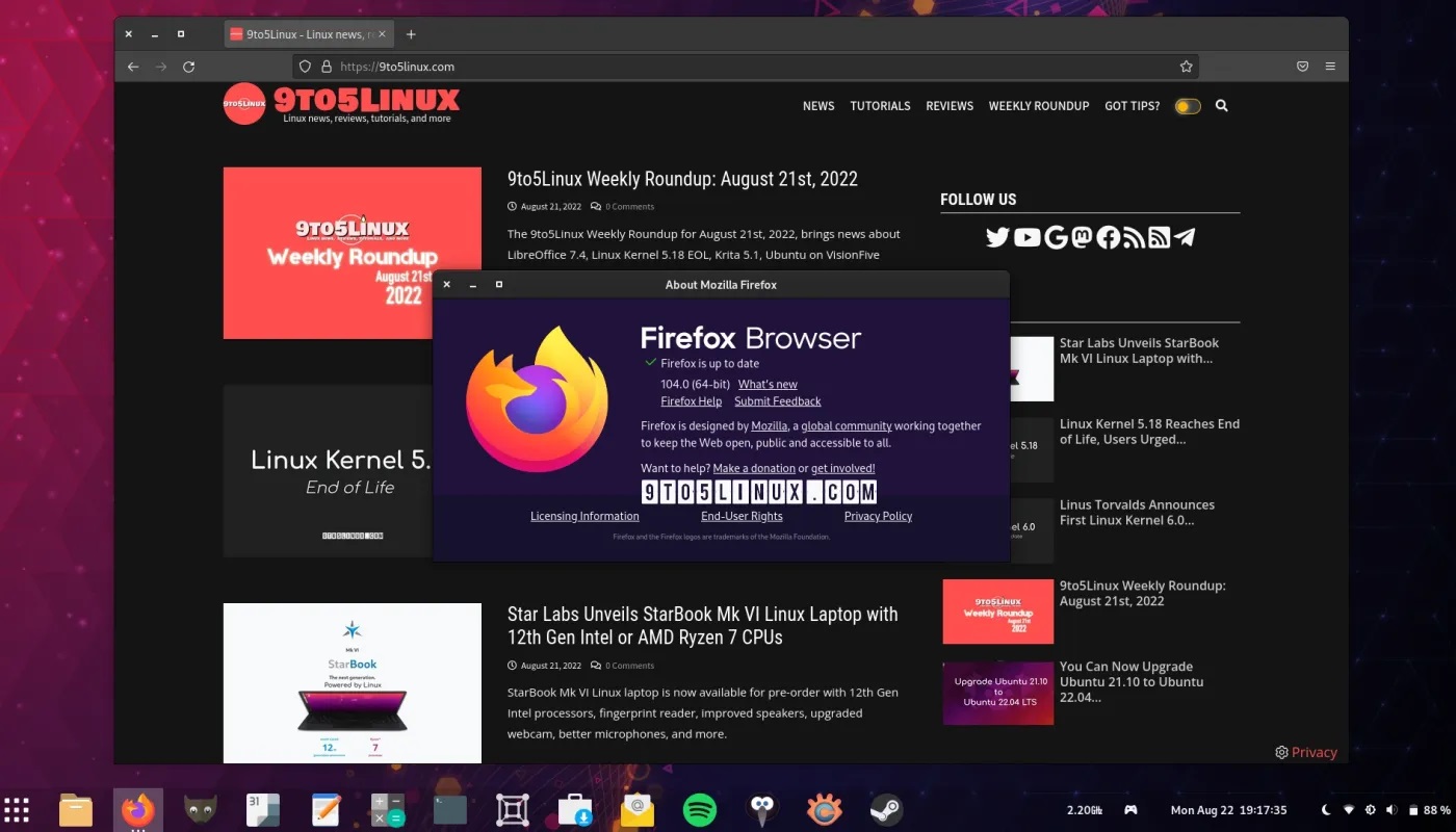 Mozilla Firefox 104 现已可供下载，这是新功能