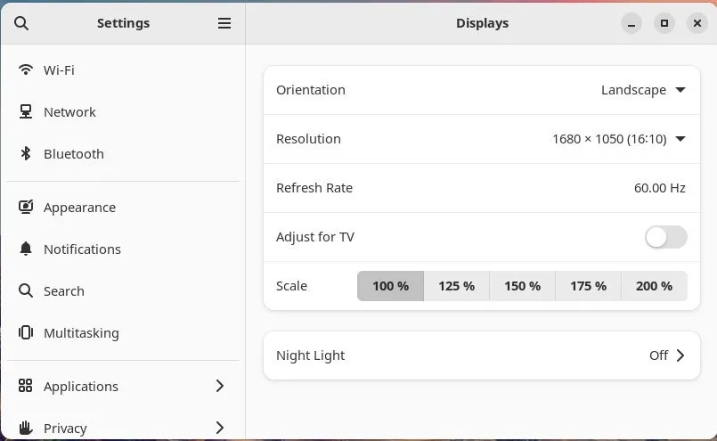 使用 GNOME 在 Fedora 中启用分数缩放