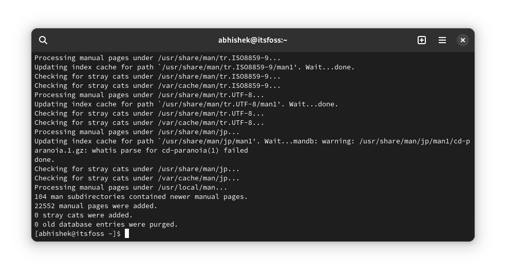 修复 Arch Linux 中的 “Bash: man command not found” 错误