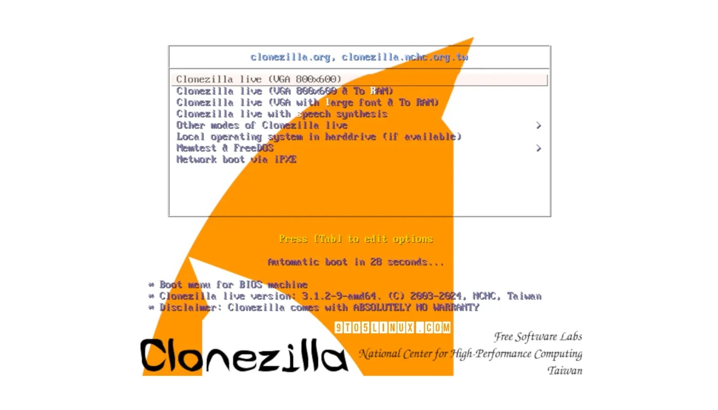 Clonezilla Live 3.1.2 发布，内含 Linux 内核 6.6 LTS 和 Memtest86+ 7.00