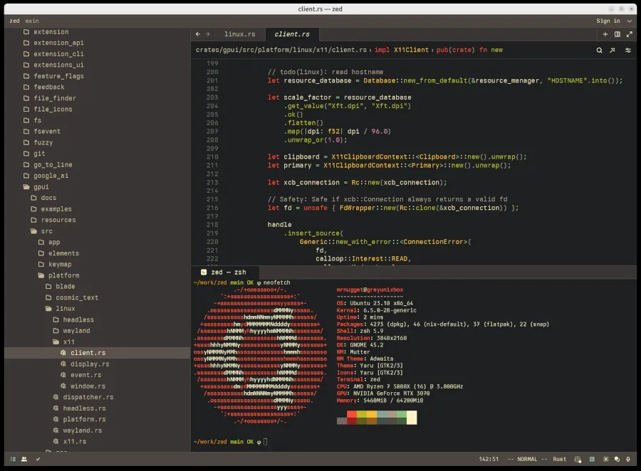 Zed 编辑器现在发布本地 Linux 版本