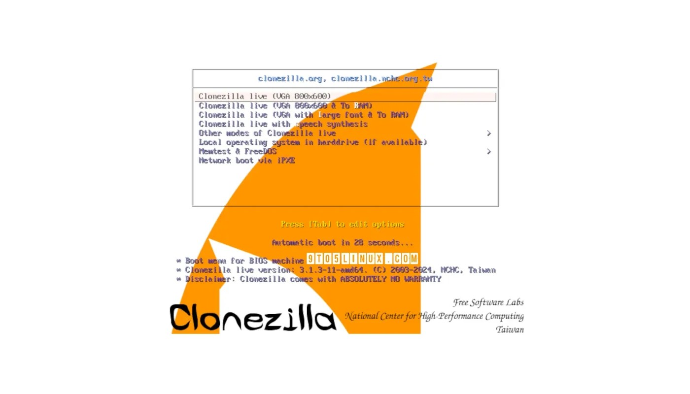 Clonezilla Live 3.1.3 磁盘克隆工具来了 由 Linux 内核 6.9 支持