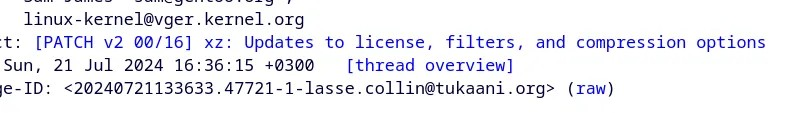 更新 Linux 内核的 XZ 补丁，删除 "Jia Tan "作为维护者的身份