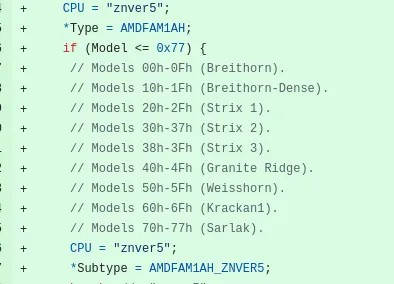 AMD 提交 LLVM/Clang 编译器的初步 Zen 5 支持