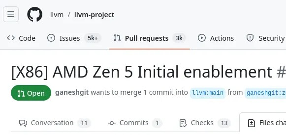 AMD 提交 LLVM/Clang 编译器的初步 Zen 5 支持