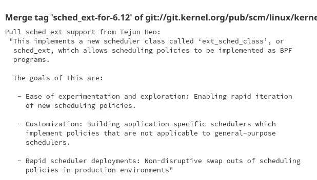 Sched_ext 合并为 Linux 6.12 - 将策略调度为 BPF 程序