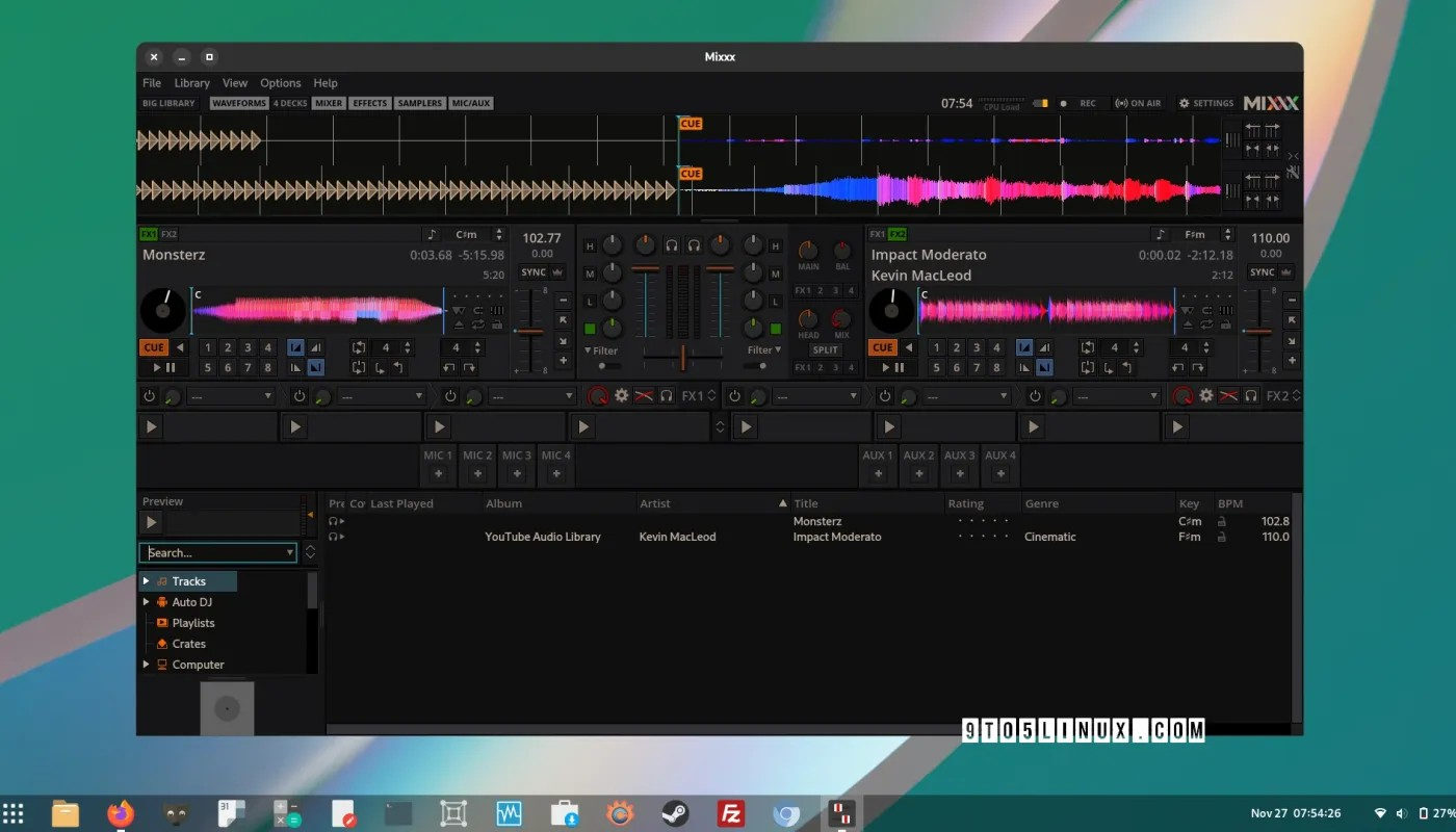 Mixxx 2.4.2 DJ 应用程序增加了对 Intech TEK2 和 Numark Scratch 控制器的支持