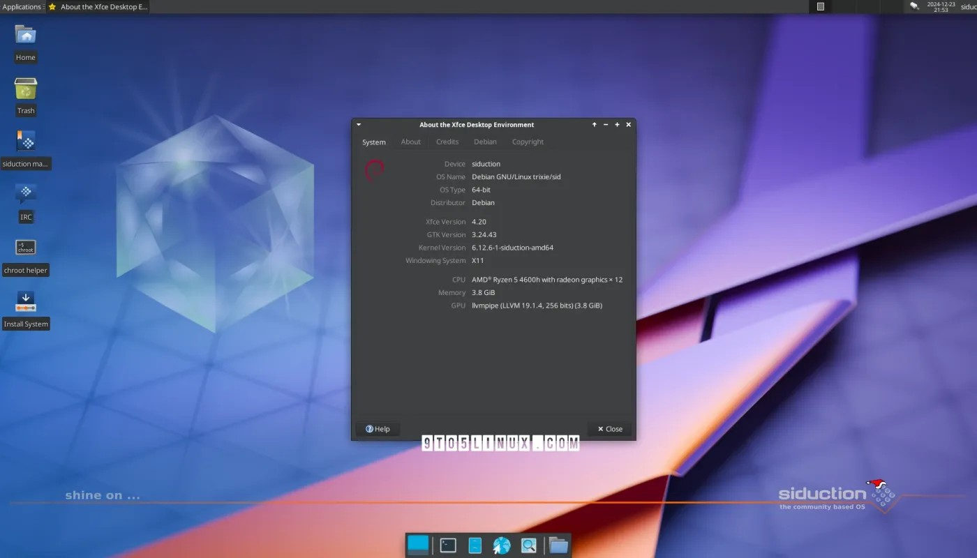 siduction  Linux 2024.1.0 与 Xfce 4.20、KDE Plasma 6.2 和 LXQt 2.1 一起发布