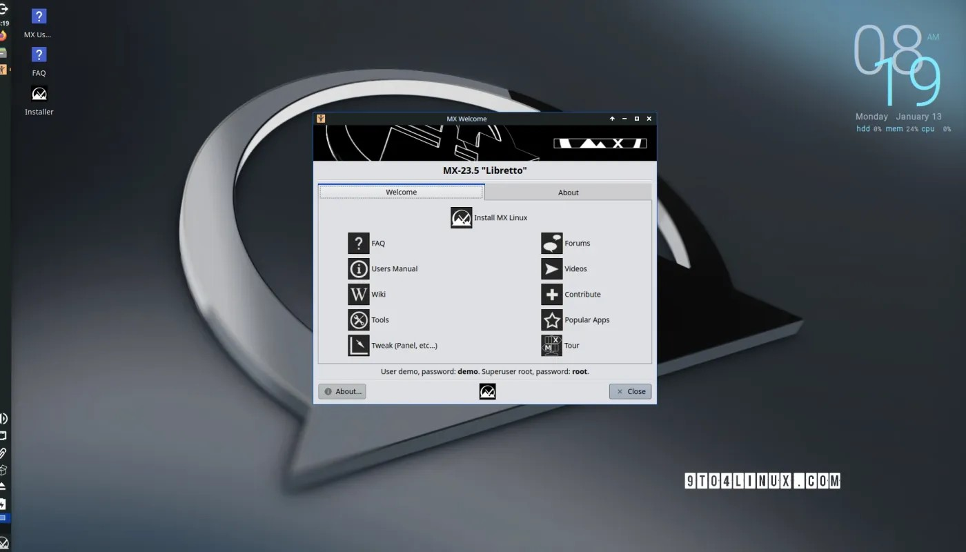 MX Linux 23.5 与 Xfce 4.20 和 Linux 6.12 LTS 一起发布，基于 Debian 12.9