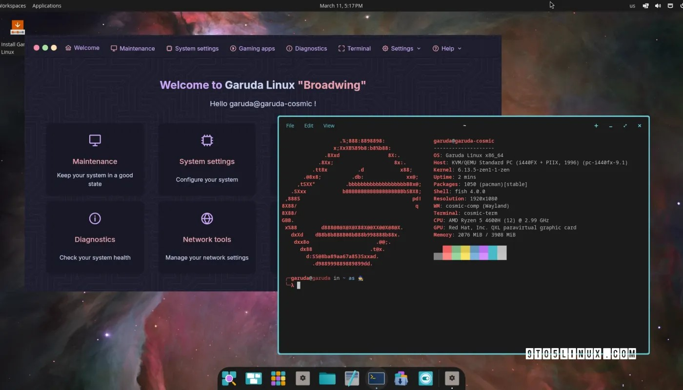 抢先看：Garuda Linux 推出新的 COSMIC 版