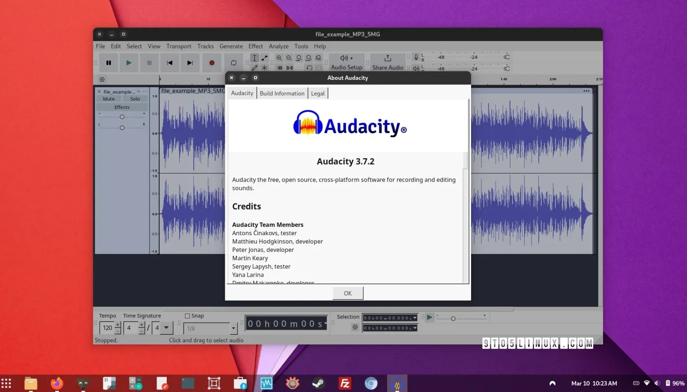 Audacity 3.7.2 改进了 Ubuntu 22.04 LTS 的 Linux AppImage 捆绑包