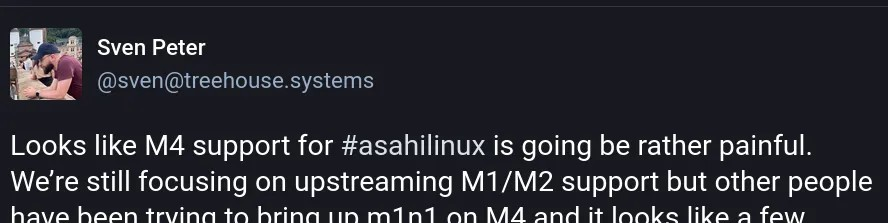 Apple M4 的 Linux 启动看起来会“相当痛苦”