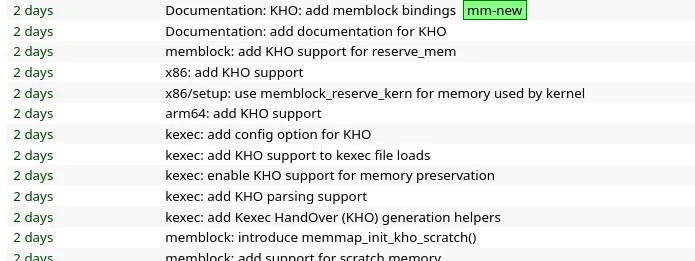 Kexec 移交 “KHO” 看起来可能已经为 Linux 6.16 内核做好了准备